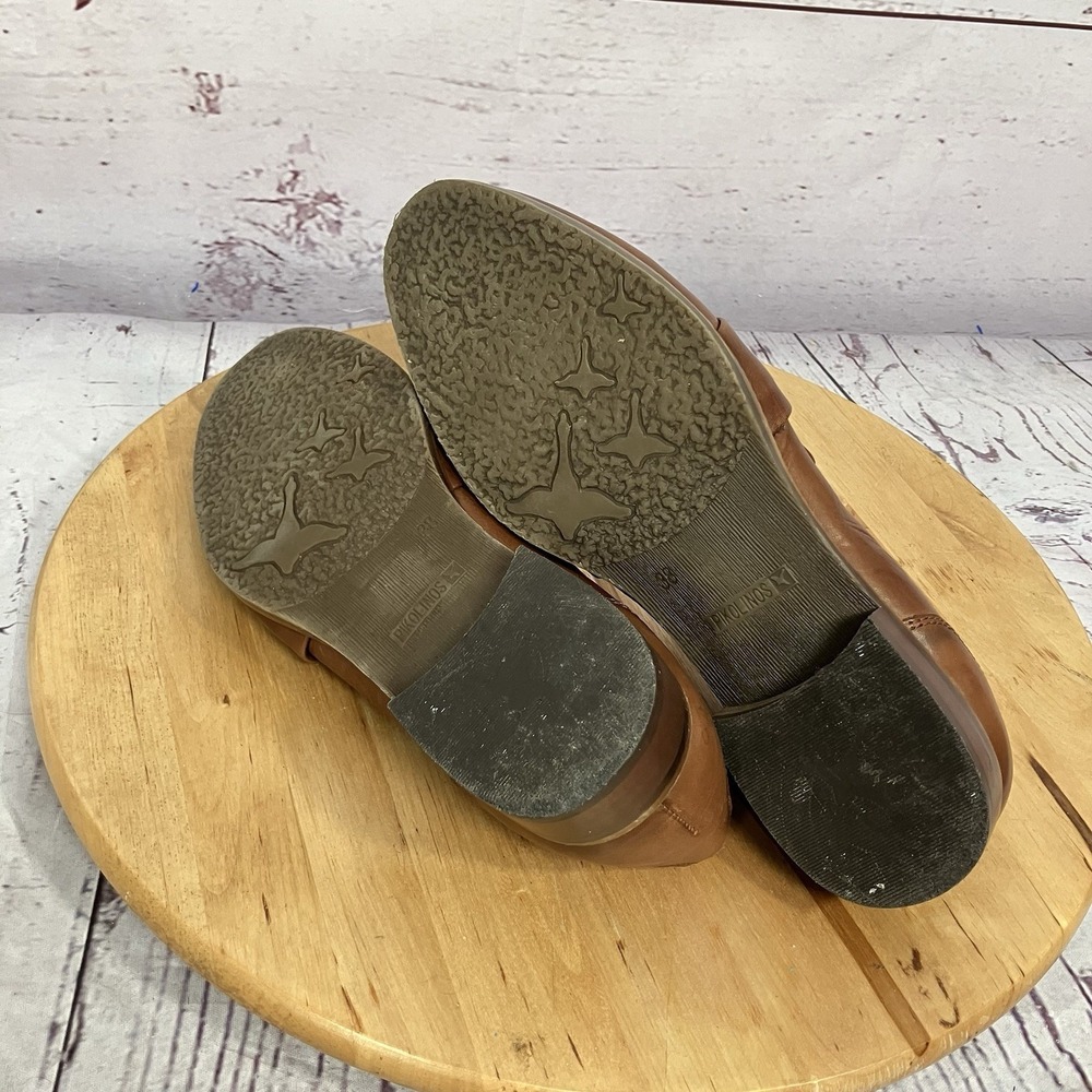 Pikolinos Brown Leather Loafers Womens 7.5 EU 38 Studded Comfort Slip On - Picture 7 of 10